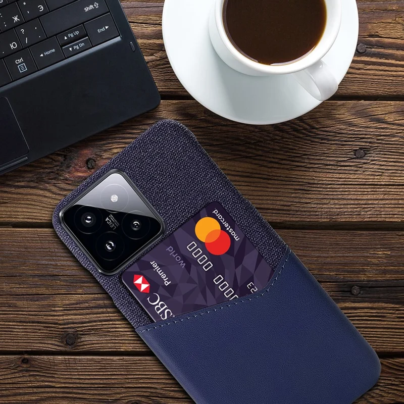 Futerał z fakturą tkaniny na telefon Xiaomi 14, ochronna pokrywa, odporna na wstrząsy, powłoka telefoniczna PU+PC - niebieski