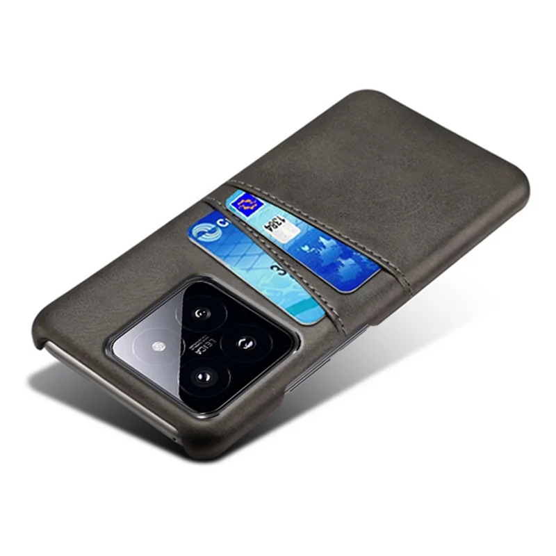 Per Xiaomi 14 Pro Case Dual Card Slots PU Leather+PC Anti-drop Phone Cover - Nero