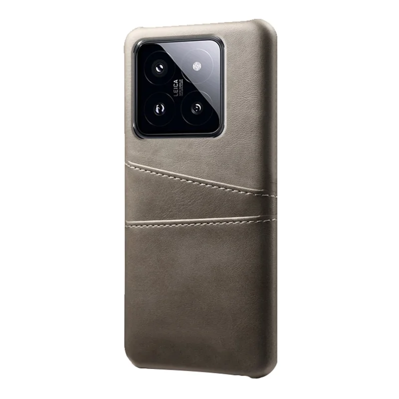 For Xiaomi 14 Pro Case Dual Card Slots PU Leather+PC Anti-drop Phone Cover - Grey