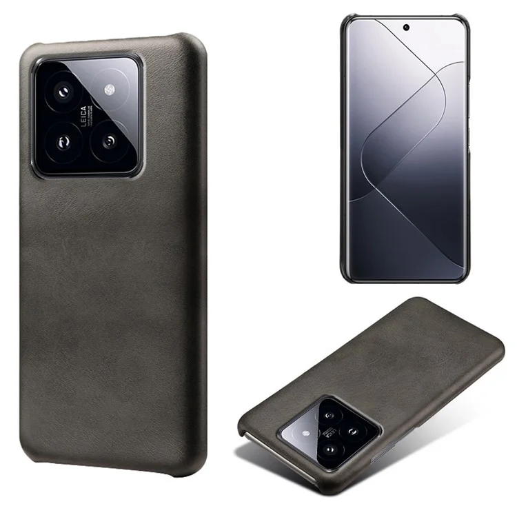 Pour Xiaomi 14 Case Calf Texture PU Leather + PC Phone Shockproof Cover - Noir