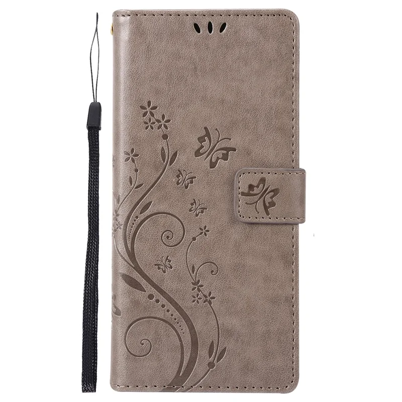 For Samsung Galaxy S24 Ultra Wallet Leather Cover Butterfly Imprinted Flip Stand Phone Case - Grey