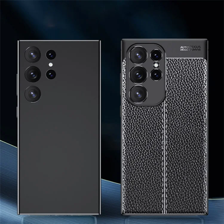 Funda para teléfono para Samsung Galaxy S24 Ultra, funda de textura de lichí, fina y suave de TPU, carcasa de teléfono - Negro