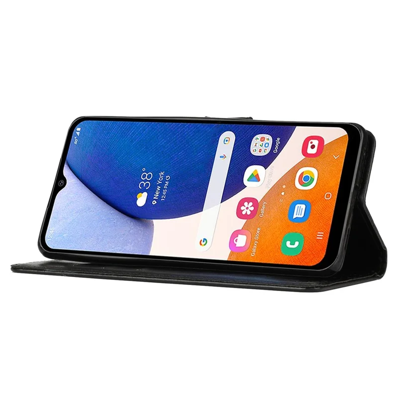 For Samsung Galaxy S24 Leather Case Butterfly Imprinted Phone Wallet Cover - Black