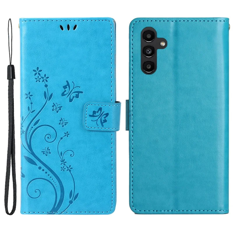For Samsung Galaxy S24+ Case Butterfly Imprinted Stand Wallet Leather Cover - Blue