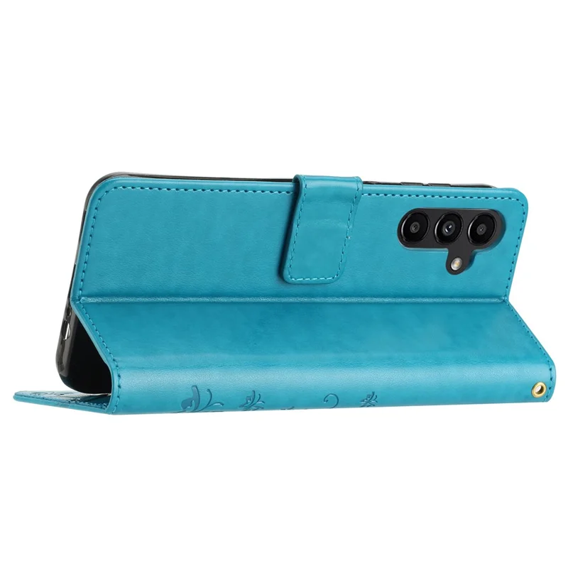 For Samsung Galaxy S24+ Case Butterfly Imprinted Stand Wallet Leather Cover - Blue