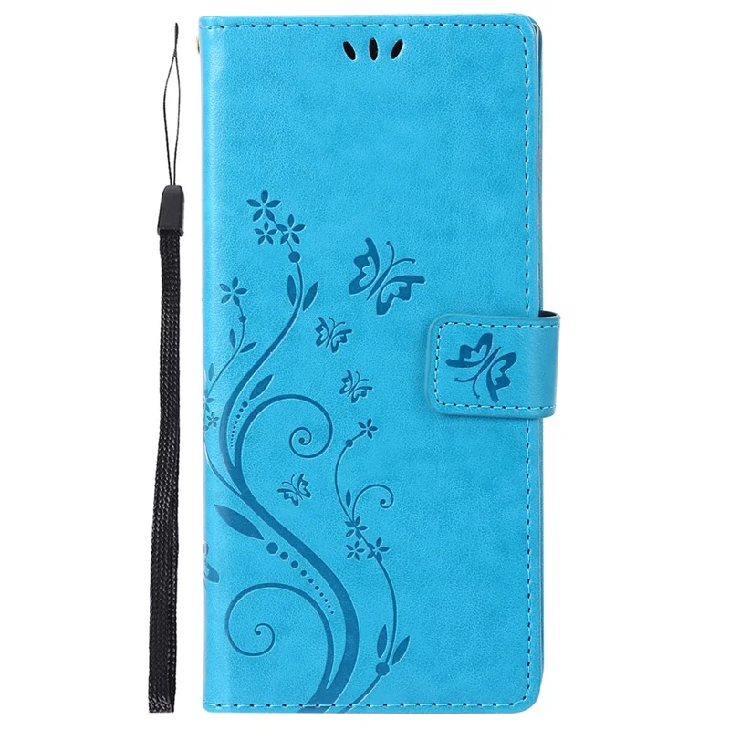 For Samsung Galaxy S24+ Case Butterfly Imprinted Stand Wallet Leather Cover - Blue