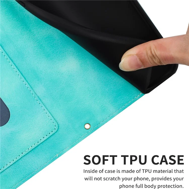 For Samsung Galaxy S24+ Case Flower Pattern Leather Cover with Card Holder - Green