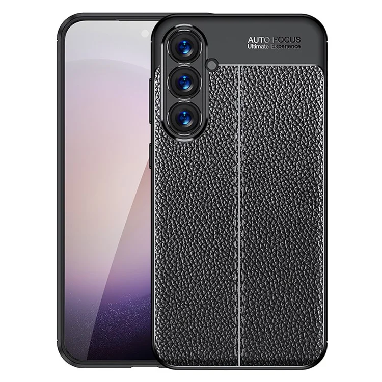 Per Samsung Galaxy S24+ Case Litchi Texture Scratch-resistant Soft TPU Phone Cover - Black