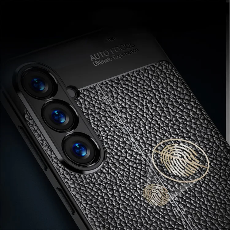 Per Samsung Galaxy S24+ Case Litchi Texture Scratch-resistant Soft TPU Phone Cover - Black