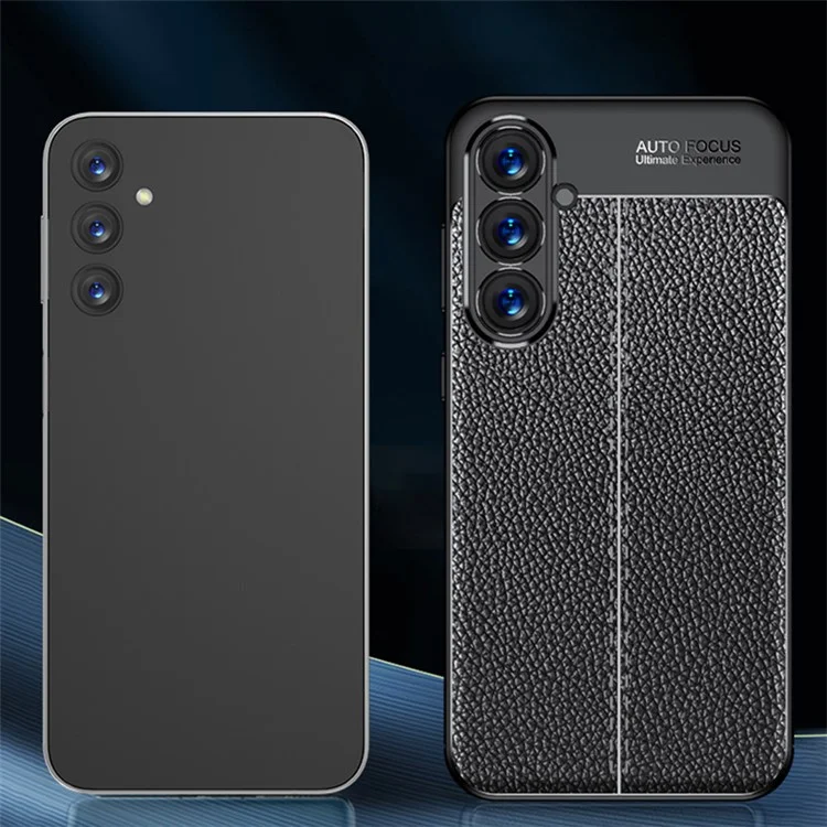 Per Samsung Galaxy S24+ Case Litchi Texture Scratch-resistant Soft TPU Phone Cover - Black