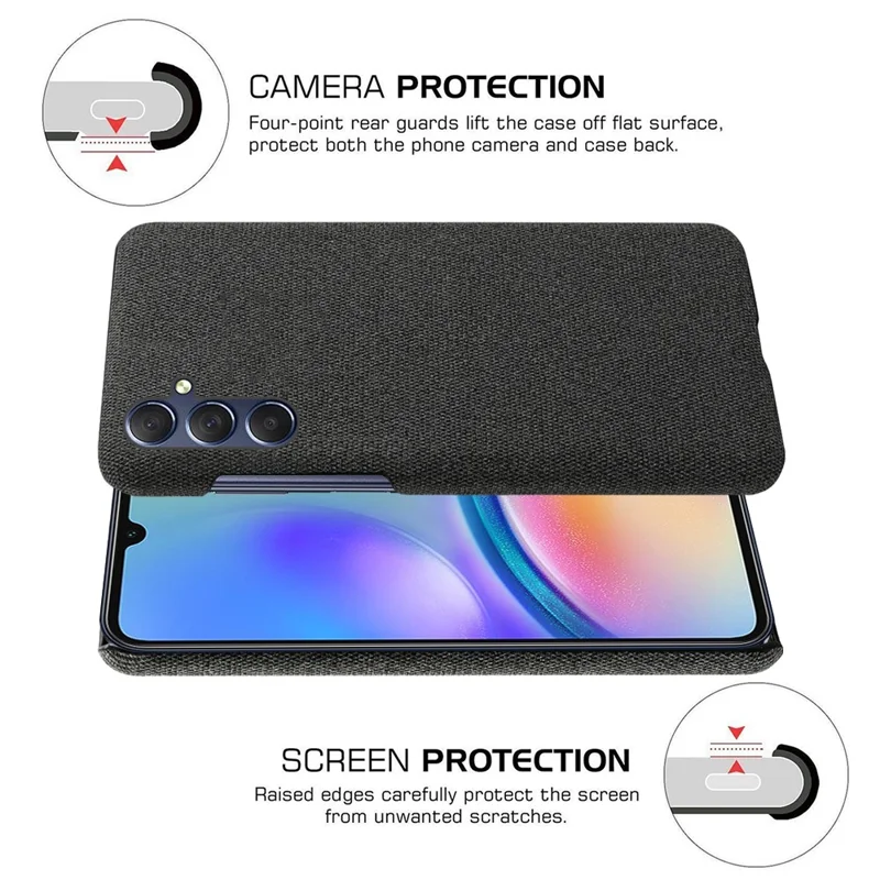 Stoßfeste Hülle für Samsung Galaxy A05s 4G Case Cloth+PC Handy-Schale - Schwarz