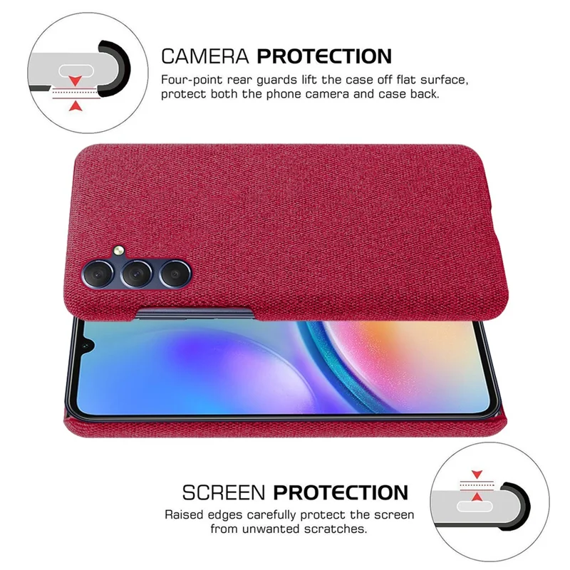 Shockproof Cover for Samsung Galaxy A05s 4G Case Cloth+PC Cell Phone Shell - Red