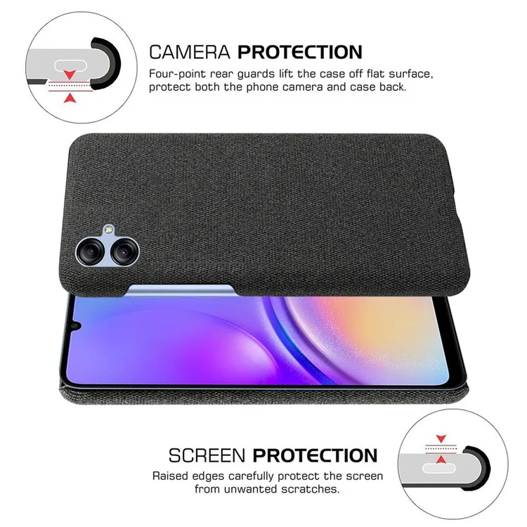 Custodia per Smartphone Samsung Galaxy A05 4G Caso Antipolvere Tessuto+Guscio in PC - Nero