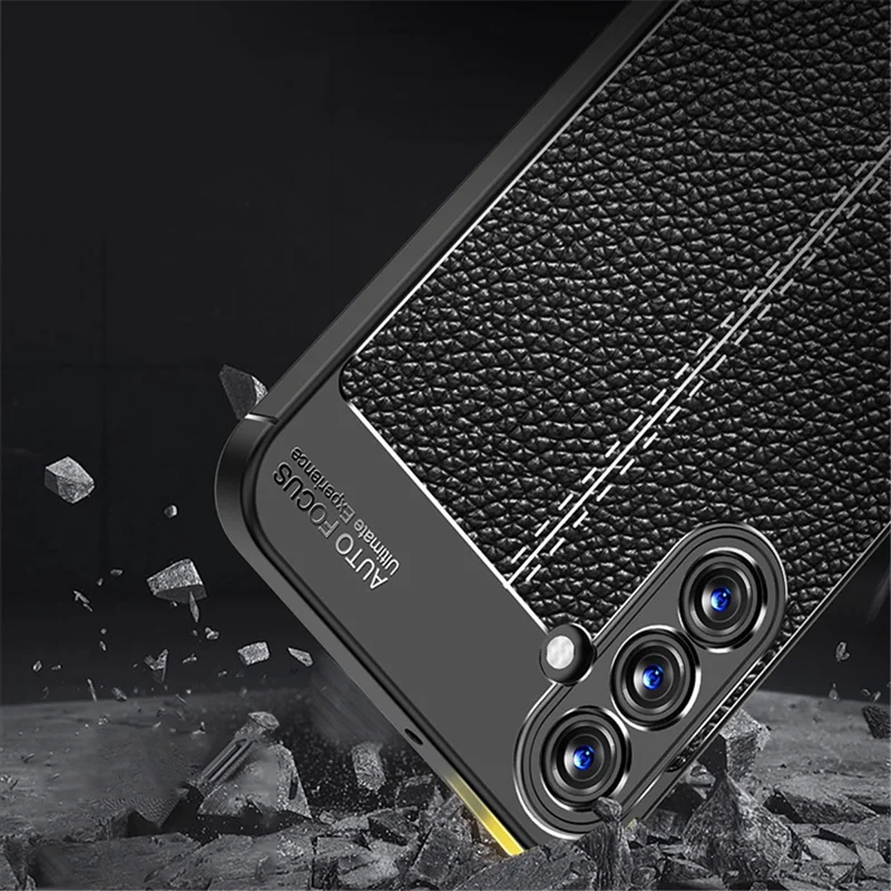 Slim Phone Case for Samsung Galaxy A15 4G Scratch-resistant Litchi Texture TPU Phone Cover - Blue