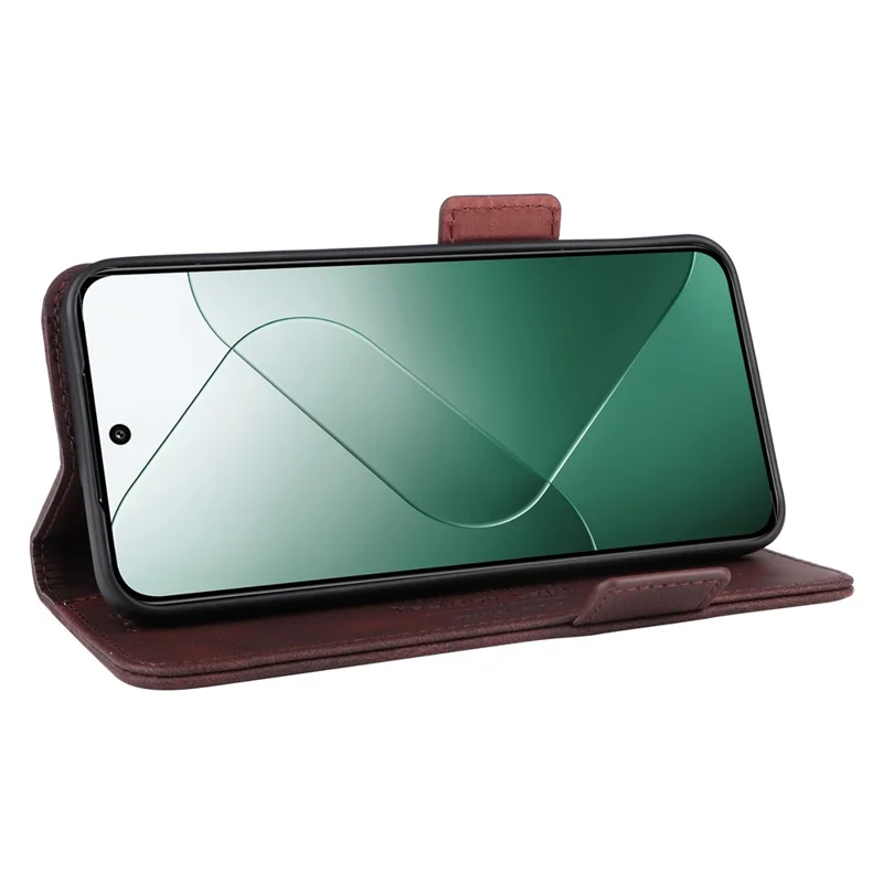 For Xiaomi 14 Case Wallet Hardware Decor PU Leather Scratch-resistant Phone Shell - Coffee