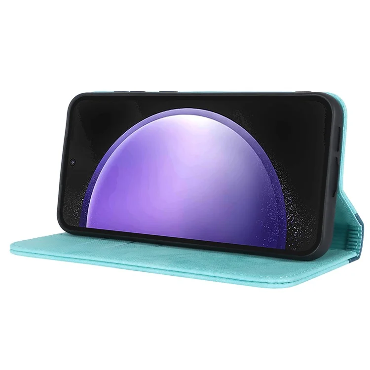 Para el estuche Samsung Galaxy S23 FE, funda de cuero sintético bicolor - Azul claro + Azul oscuro