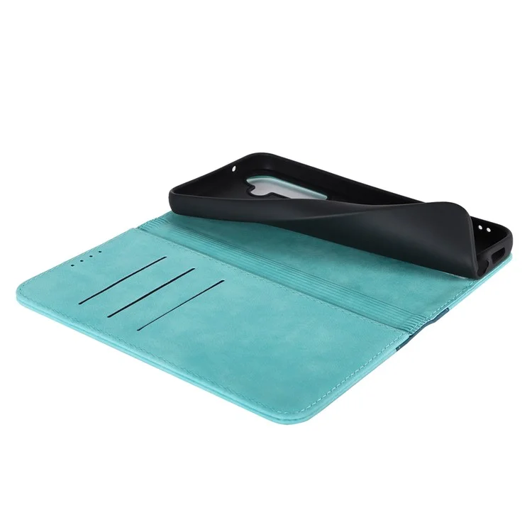 Para el estuche Samsung Galaxy S23 FE, funda de cuero sintético bicolor - Azul claro + Azul oscuro