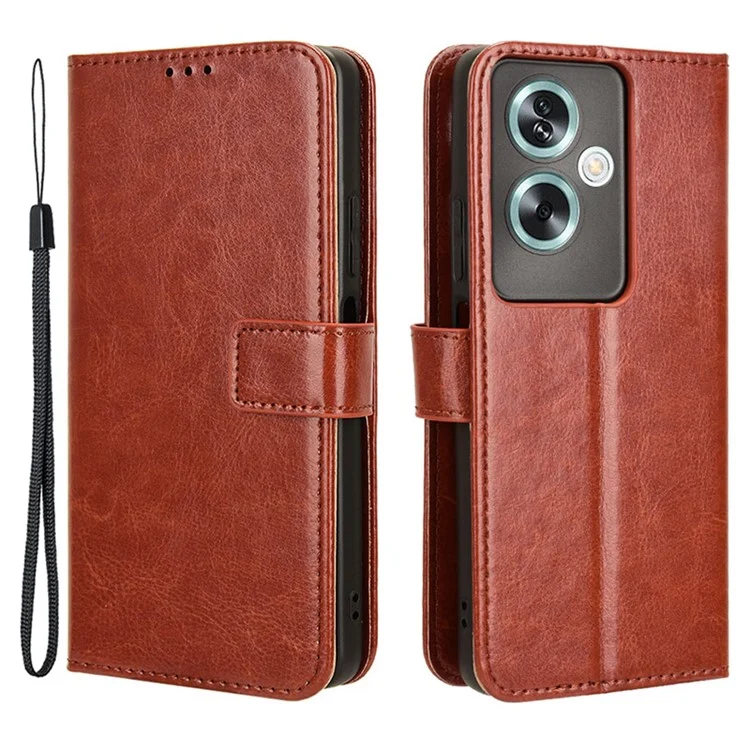 For Oppo A79 5G / A2 5G / OnePlus Nord N30 SE 5G Case PU Leather Crazy Horse Texture Wallet Phone Cover - Brown