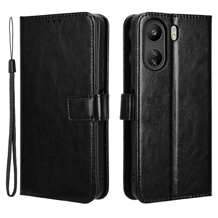 Für Xiaomi Redmi 13C / Poco C65 4G Hülle Leder Wallet Handyhalterung Schutzhülle - Schwarz