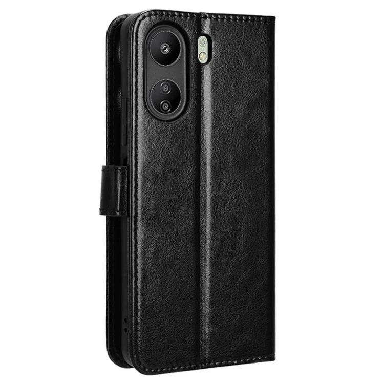 Für Xiaomi Redmi 13C / Poco C65 4G Hülle Leder Wallet Handyhalterung Schutzhülle - Schwarz