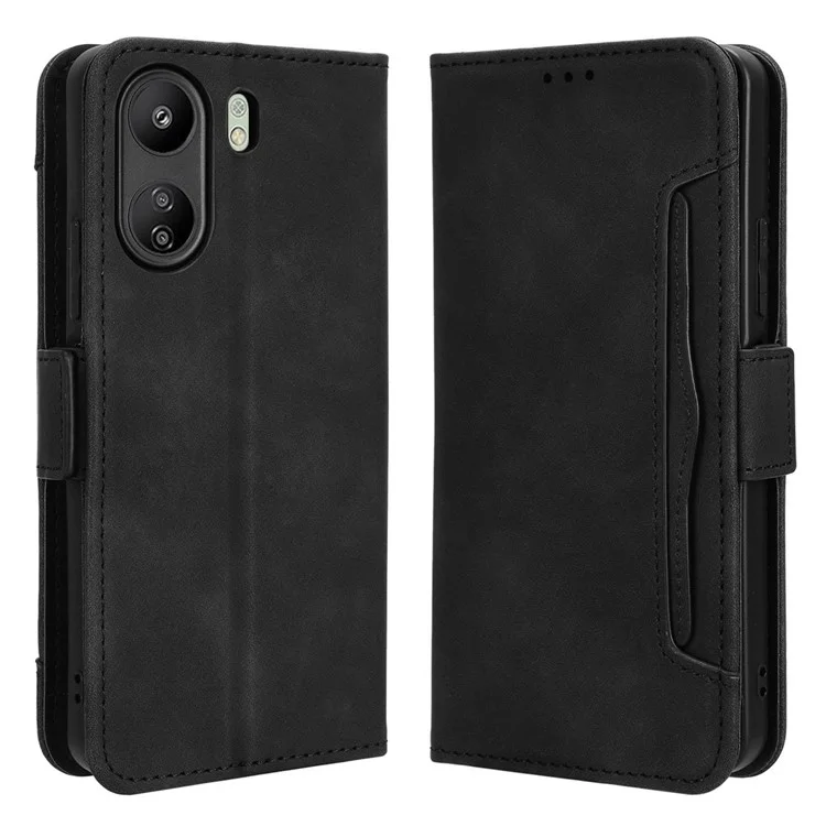 For Xiaomi Redmi 13C / Poco C65 4G Case Multiple Card Holder Leather Stand Cover - Black