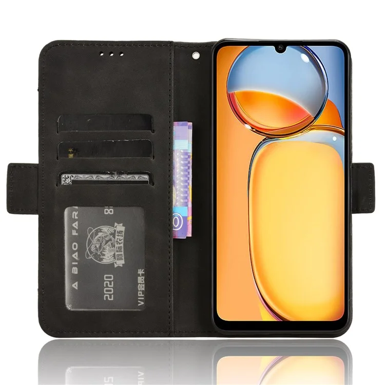 For Xiaomi Redmi 13C / Poco C65 4G Case Multiple Card Holder Leather Stand Cover - Black