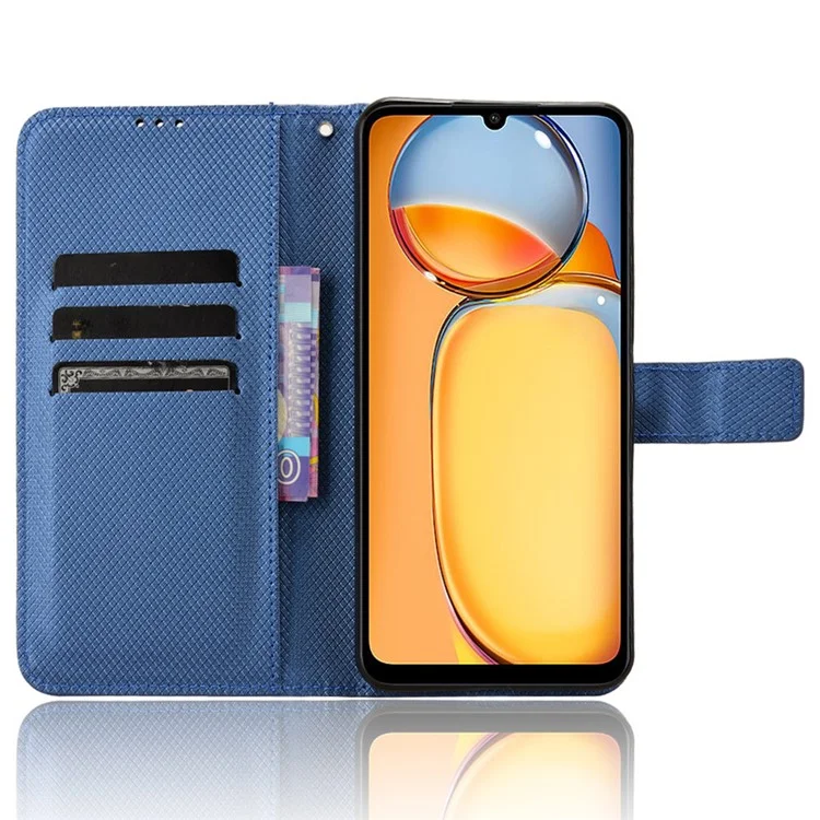 Per Xiaomi Redmi 13C / Poco C65 4G Case Diamond Texture Leather Wallet Phone Cover - Blue