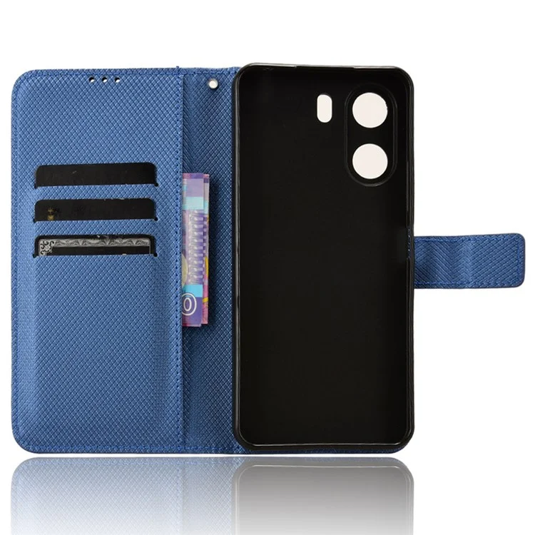 Per Xiaomi Redmi 13C / Poco C65 4G Case Diamond Texture Leather Wallet Phone Cover - Blue