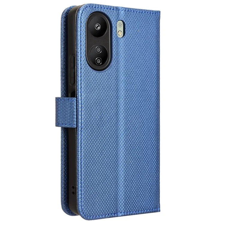 Per Xiaomi Redmi 13C / Poco C65 4G Case Diamond Texture Leather Wallet Phone Cover - Blue