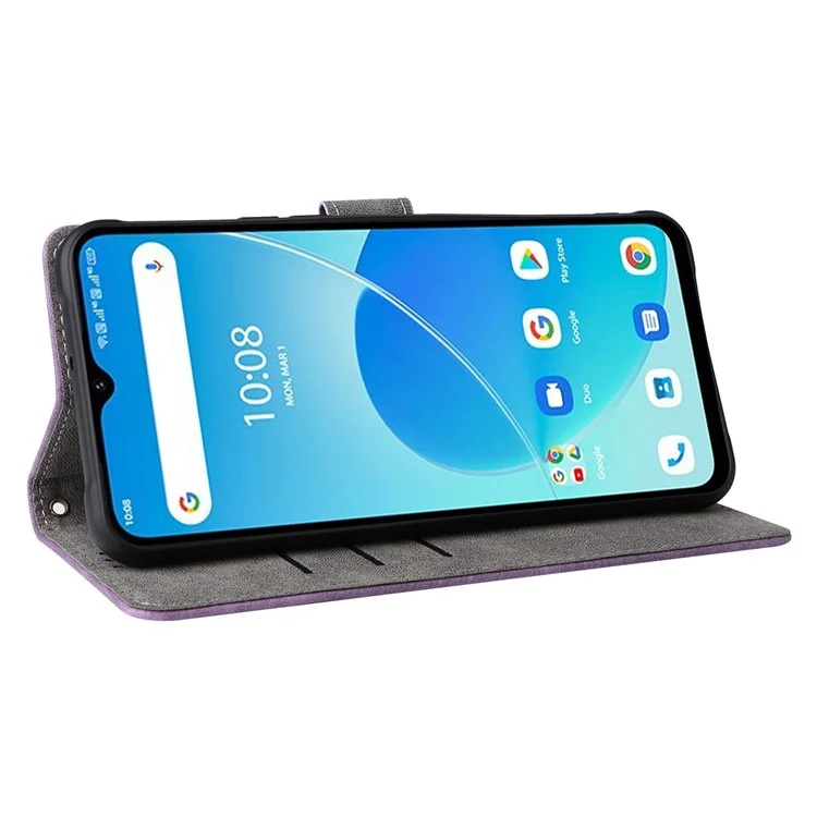 Für Umidigi G5 Mecha Case RFID-Blockier-Geldbörse Stand Handyhülle mit Riemen - Lila