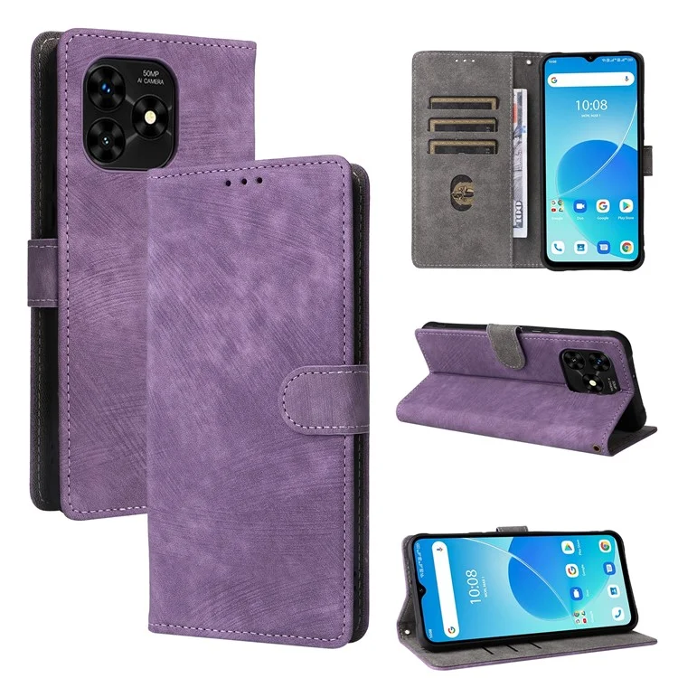 Für Umidigi G5 Mecha Case RFID-Blockier-Geldbörse Stand Handyhülle mit Riemen - Lila