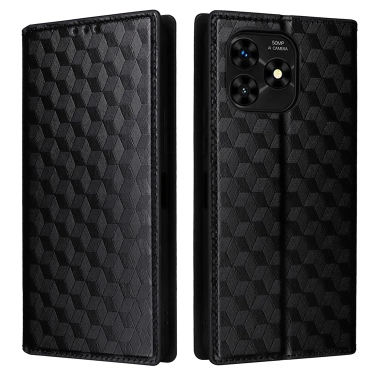 For Umidigi G5 Mecha Case Magnetic Closure Leather Wallet Imprinted Phone Cover - Black