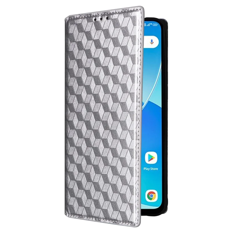 For Umidigi G5 Mecha Case Magnetic Closure Leather Wallet Imprinted Phone Cover - Silver