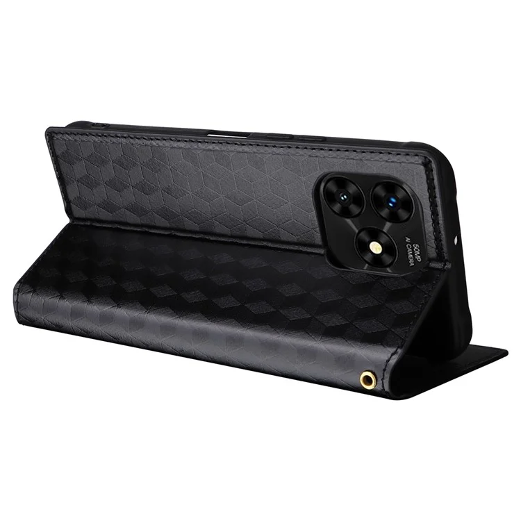 Para Umidigi G5 / G5A Case Rhombus Imprinted Magnetic Phone Cover com Suporte Carteira - Preto