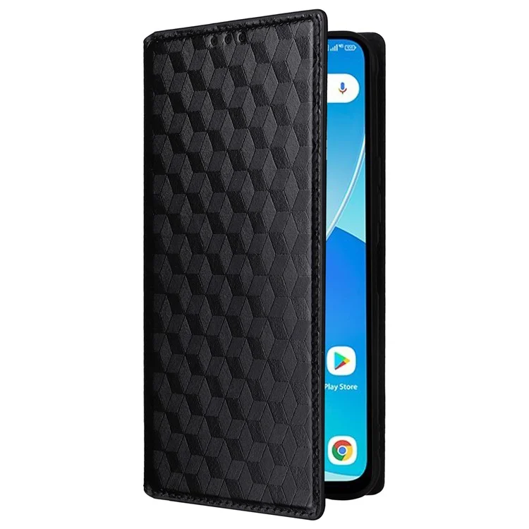 Para Umidigi G5 / G5A Case Rhombus Imprinted Magnetic Phone Cover com Suporte Carteira - Preto