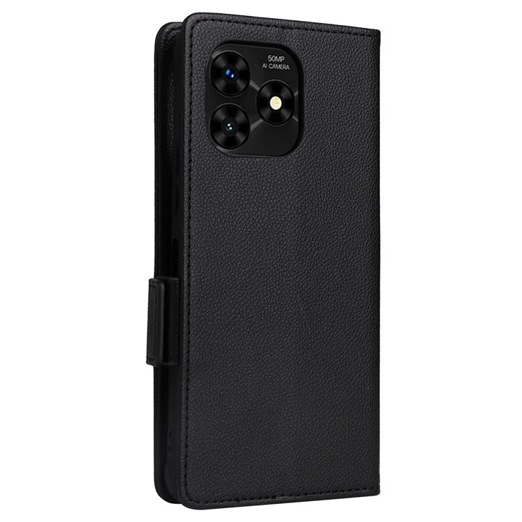 For Umidigi G5 / G5A Wallet Case Litchi Texture PU Leather Phone Cover with Strap - Black