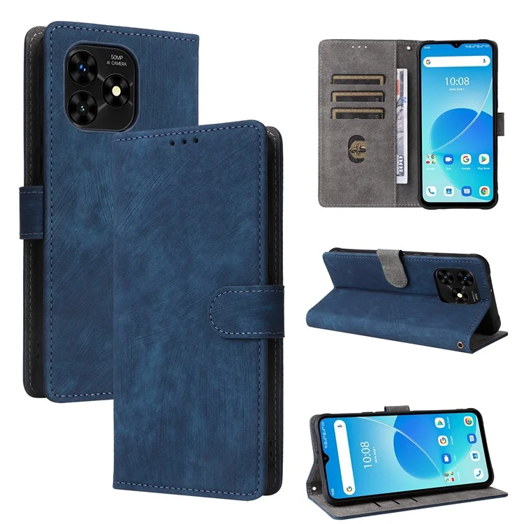 Für Umidigi G5 / G5A Hülle RFID-blockierendes PU-Leder-Smartphone-Cover mit Gurt - Blau
