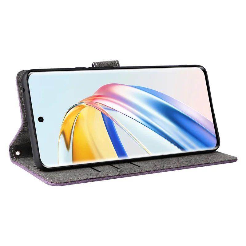 Voor Honor Magic6 Lite 5G / X9b 5G / X50 Hoesje RFID-blokkering Leer Portemonnee Telefoonbeschermhoes met Bandje - Paars
