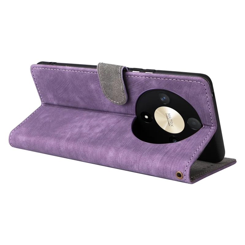 Voor Honor Magic6 Lite 5G / X9b 5G / X50 Hoesje RFID-blokkering Leer Portemonnee Telefoonbeschermhoes met Bandje - Paars