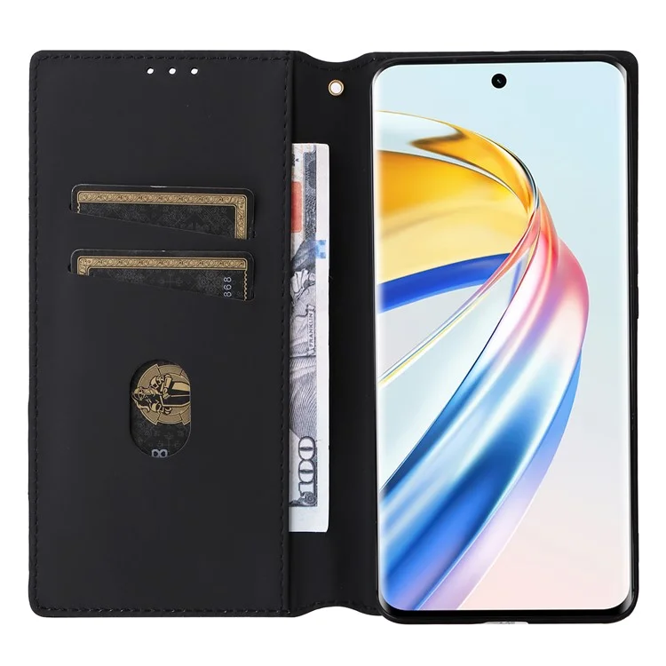 For Honor Magic6 Lite 5G / X9b 5G / X50 Case Magnetic Closing Leather Wallet Cell Phone Cover - Black