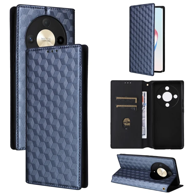 Étui pour Honor Magic6 Lite 5G / X9b 5G / X50, housse portefeuille en cuir magnétique avec fermeture, bleue
