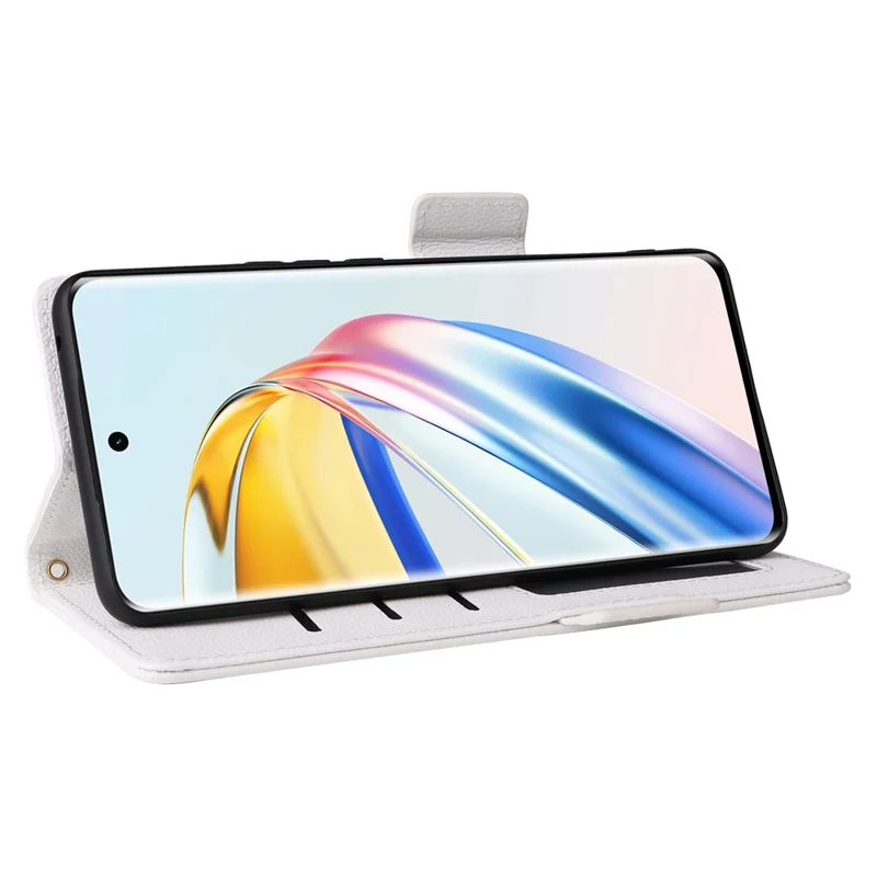 For Honor Magic6 Lite 5G / X9b 5G / X50 Cover PU Leather Wallet Cell Phone Case with Strap - White