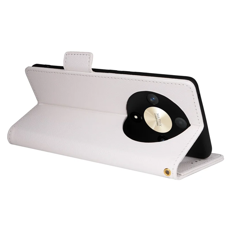 For Honor Magic6 Lite 5G / X9b 5G / X50 Cover PU Leather Wallet Cell Phone Case with Strap - White