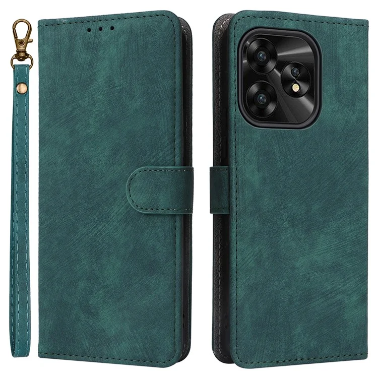 Für Umidigi A15 / A15C Wallet Case PU Leder RFID Blockierung Telefonabdeckung mit Riemen - Grün