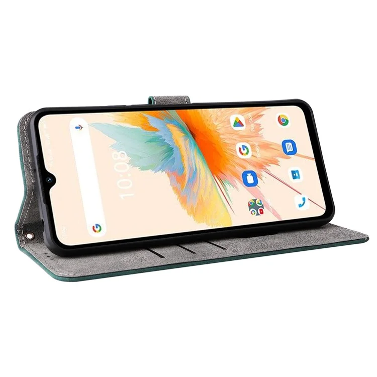 Für Umidigi A15 / A15C Wallet Case PU Leder RFID Blockierung Telefonabdeckung mit Riemen - Grün