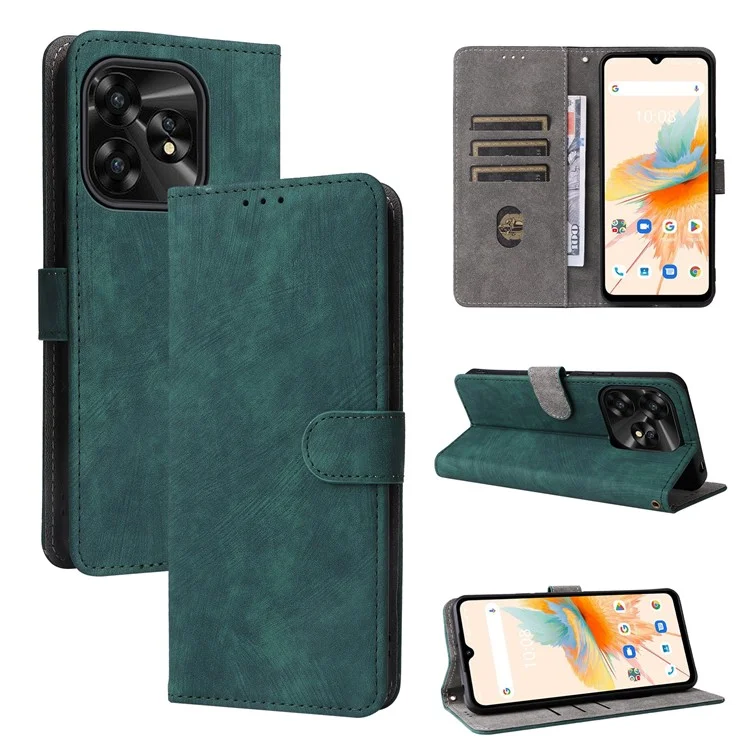 Für Umidigi A15 / A15C Wallet Case PU Leder RFID Blockierung Telefonabdeckung mit Riemen - Grün