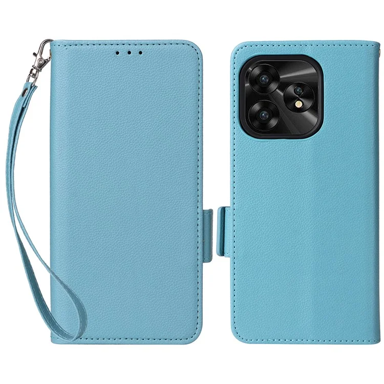 For Umidigi A15 / A15C Cover PU Leather Wallet Purse Phone Case with Strap - Baby Blue