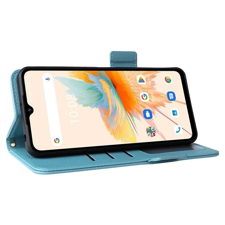For Umidigi A15 / A15C Cover PU Leather Wallet Purse Phone Case with Strap - Baby Blue