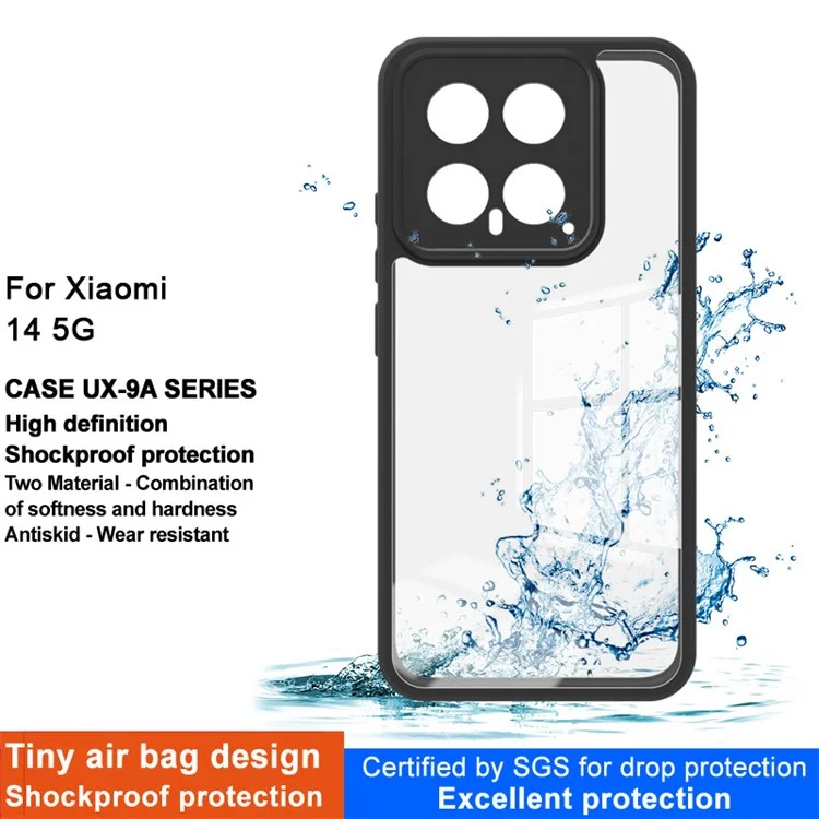 Étui pour smartphone Xiaomi 14 de la série IMAK UX-9A, coque de protection en TPU + PC transparent