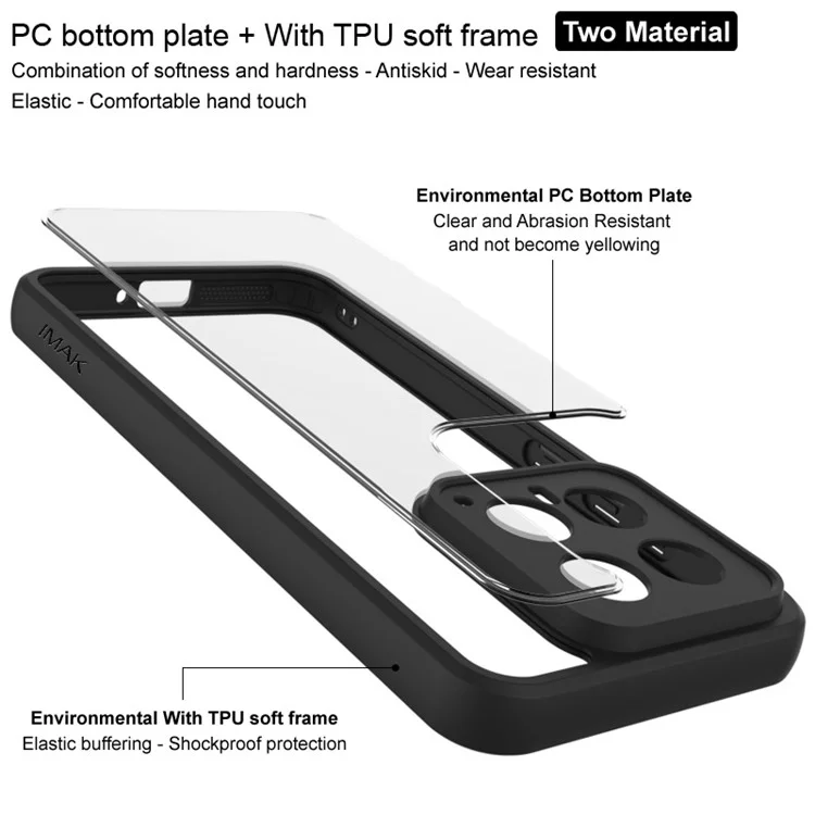 Étui pour smartphone Xiaomi 14 de la série IMAK UX-9A, coque de protection en TPU + PC transparent